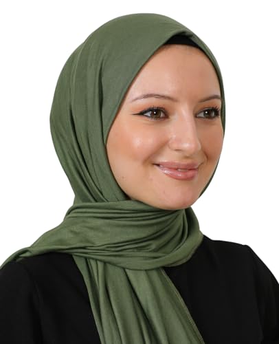 Prien Hijab for Women Viscose Scarf Lightweight Muslim Hijabs Long Shawl Islamic Scarves Turkey Silk Headscarf for Womens - color: Khaki