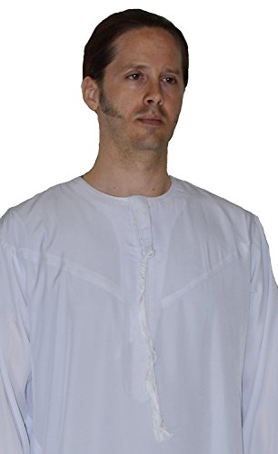 Men's Saudi Style Dishdasha Thobe Daffah Arabian Caftan Easter Wear White - size: X-Small 52"