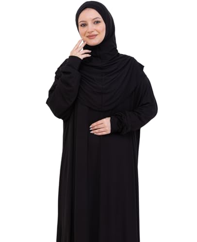 Prien Prayer Dress For Women, Cotton Muslim Abaya, Soft Hijab, Elegant Turkish Islamic Wear For Eid, Ramadan, Umrah, Hajj - color: Black