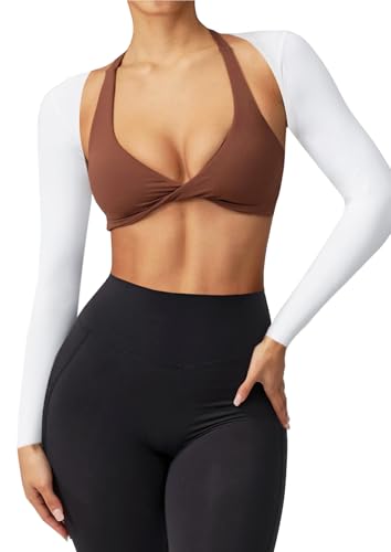Women Bolero Shrug Long Sleeve Open Front Workout Ballet Shrug Arm Sleeves - color: White, size: X-Small