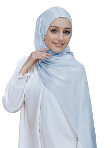 Lina & Lily Sheen Shimmer Women's Crepe Scarf Shawl Wrap Head Hijab Lightweight - color: Light Blue