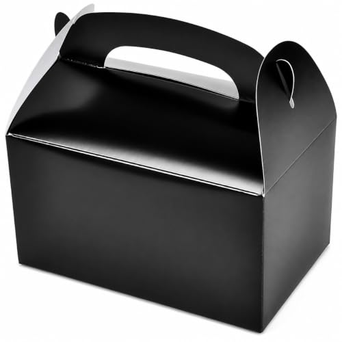 The Dreidel Company Black Gable Treat Boxes, 25-Count Party Favors, 6.25" Inch Wide x 3.5" Inch Thick x 3.5" Inch Tall Box, 25-Pack - color: Black