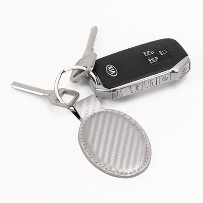 LaserGram Oval Keychain, Allah 1, Personalized Engraving Included (Carbon Fiber Silver) - color: Carbon Fiber Silver