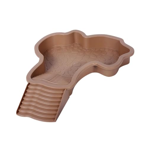 Extra Large Reptile Bathing Pool Reptile Feeding Dish Water Bowl with Ramp Aquarium Ornament for Gecko, Snake, Turtle, Bearded Dragon, Lizard Bath (Brown Yellow) - color: Brown Yellow