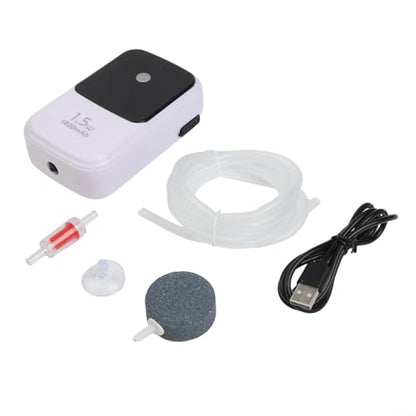 FABULETTA Rechargeable Aquarium Air Pump, Portable Fish Tank Oxygen Pump, Silent Battery Powered Aerator, Camping Fishing Bucket Air Pump, Low Noise Aquarium Bubbler