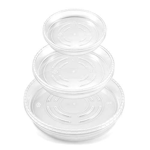 6 Pack 7/9/11 Inch Clear Plant Saucers, Plastic Plant Trays for Flower Pots Plant Drip Water Catcher Tray Indoors Outdoor (7 9 11 Inch) - size: 7911inch