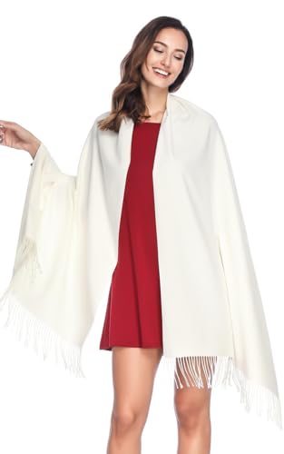 Pashmina Shawl Wraps Scarves Evening Dresses Wedding Bridesmaid for Women - color: 02-ivory