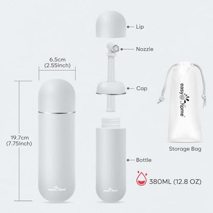 Easy@Home Portable Bidet for Travel: Handheld Sprayer Kit - Personal Hygiene Peri Bottle for Women & Men | Perineal & Postpartum Care Essentials | 380mL (12.8 oz) Large Capacity Bottle | EPB-01 Grey