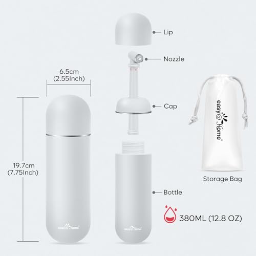 Easy@Home Portable Bidet for Travel: Handheld Sprayer Kit - Personal Hygiene Peri Bottle for Women & Men | Perineal & Postpartum Care Essentials | 380mL (12.8 oz) Large Capacity Bottle | EPB-01 Grey