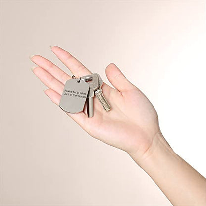 Stainless Steel Islamic Allah Quran Keychain Inspirational Muslim Arabic Verse Amulet Keyring Islam Prayer Gifts - style: Praise Be to Allah, Lord of the Worlds.