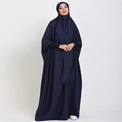 ODIZLI Muslim One Piece Prayer Hijab Dress Women Hooded Abaya Full Cover Islam Dubai Modest Robe - color: Dark Blue, size: One Size