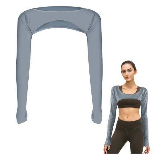 Cooling Shawl Arm Sleeves,Sun Protection with Finger Hole Anti-UV Women's tops,Comfortable Ladies Cooler Shrug - color: Grey