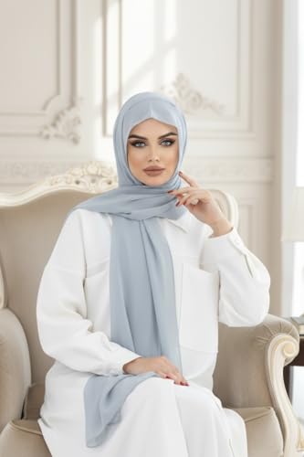 Instant Chiffon Hijab, Ready to wear hijab, modal wrap, Abaya, modern Instant Scarf, Soft breathable scarf - color: S3 Grey