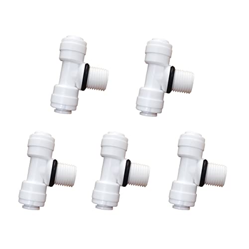Malida OST-6044 Male Thread Tee Water Filter Tubing Fittings, Push to Connect 1/4" OD Tube x 1/4" NPT x 1/4" OD Tube,5pcs. - size: 1/4"OD Tube x 1/4"NPT x 1/4"OD Tube