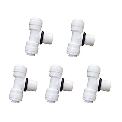 Malida OST-6044 Male Thread Tee Water Filter Tubing Fittings, Push to Connect 1/4" OD Tube x 1/4" NPT x 1/4" OD Tube,5pcs. - size: 1/4"OD Tube x 1/4"NPT x 1/4"OD Tube
