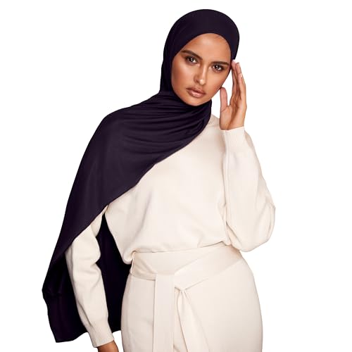 VOILE CHIC Premium Jersey Hijab Scarf For Women - Islamic Head Scarf Wrap Hijabs - color: Navy Blue, size: 1 Pack