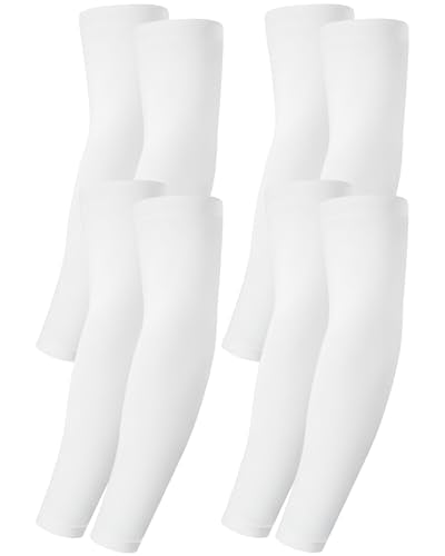 Xeoxarel Arm Sleeves for Men & Women (Available in 4 Pairs/12 Pairs) - color: 4 Pairs Sleeve for Basketball - White