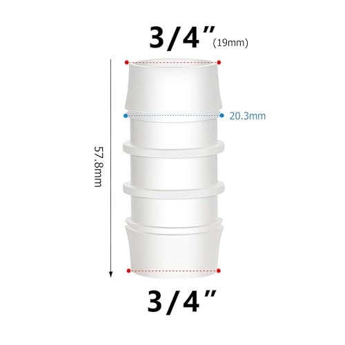 Quickun Plastic Hose Barb Fitting, 3/4" x 3/4" Barbed Splicer Mender Joint Adapter Union Fitting (Pack of 5) - size: 3/4 inch