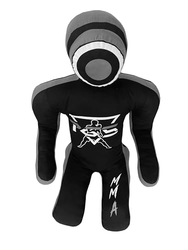 PGS Grappling Dummy for Wrestling Brazilian Jiu Jitus MMA Punching Bag Judo Karate Practice Martial Arts Training Boxing Self Defense Dummy – UNFILLED - color: Black Grey, size: 5FT (59 Inches)