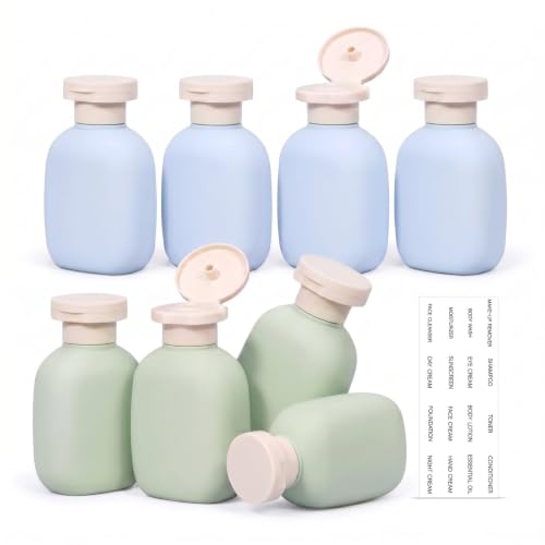 DEMORA 3.4oz Refillable Empty Plastic Travel Bottles Set, 8 Pcs Leak Proof Squeeze Bottles with Flip Cap, TSA Approved Travel Containers for Shampoo, Conditioner, Lotion, Toiletries