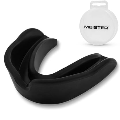 Meister Moldable Single Mouth Guard w/Case - Black | Custom-molded boil-and-bite fit, upper-teeth coverage for MMA, boxing, sparring and contact sports - color: Black