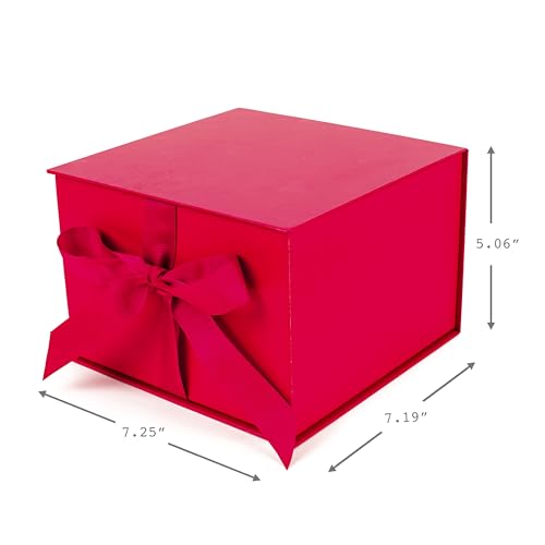 Hallmark Medium Gift Box with Lid and Shredded Paper Fill (Red 7 inch Box) for Birthdays, Graduations, Anniversaries, Christmas, Valentine's Day, All Occasion - color: Red, size: Pack of 1
