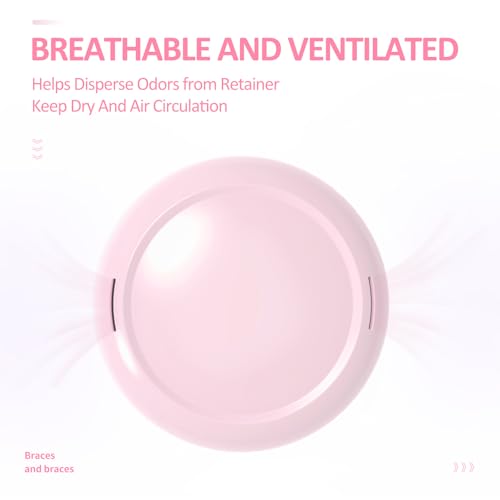 Retainer Case Slim Aligner Case with Vent Holes Removable Inner Tray Silicone for Easy Cleaning, Retainer Removal Tool and Brush (Opaque Pink) - color: Opaque Pink