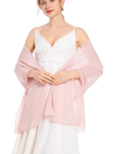 Shawls and Wraps Soft Chiffon Scarve Scarf For Evening Party Dresses Wedding Stole - color: Blush