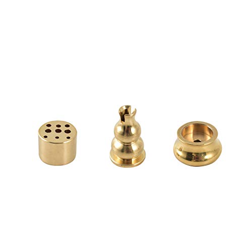 Incense Burner, Copper Incense Holder Cone Holder Gourd Incense Burner for Joss Stick, Tower Incense, Incense Coil (3 Styles) - color: Gold, 3 Pcs
