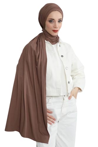 Aisha's Design Instant Hijab Scarves for Women, 95% Cotton Pretied Bonnet Turban Easy to Wear Cotton Headscarf - color: Chocolate