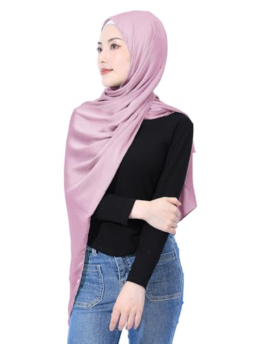 Luxury Silky Satin Hijab for Women, Shimmer Crinkle Muslim Head Scarf, Graceful Feminine Charm - color: Lilac