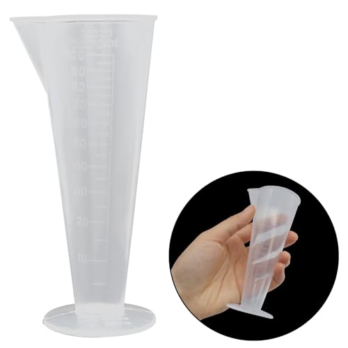 Waziaqoc Clear Plastic Graduated Measuring Cup, 2 Pack, 100ml/3.4oz | Cone Shape, For Kitchen & Laboratory, Accurate Measuring, Cooking & DIY Projects