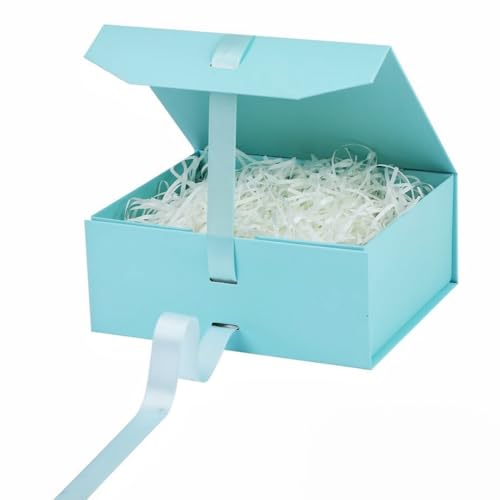 GoooodGift 1 Blue Gift Box 8x7X3.3 Inch,Magnetic Lid Collapsible Gift Box - color: Blue-8x7x3.3 Inch (Pack of 1)