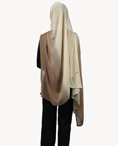 Special Ombre Modal Cotton Hijab Scarf for Women, Graceful Gradient Muslim Head Scarfs - color: Ombre Brown