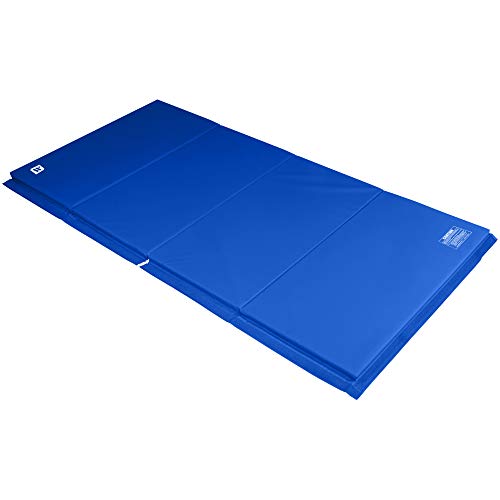 We Sell Mats Gymnastics Mat, Folding Tumbling Mat, Portable with Hook & Loop Fasteners - color: Blue, size: 4 ft x 8 ft x 1.5 in