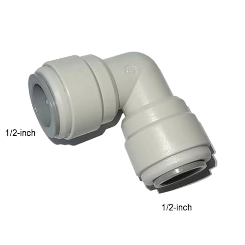 Acetal Copolymer 1/2" Tube OD Tube Fitting, Reducing Union Elbow Connector, Push to connect for RO water filter system parts (pack of 5) - style: 1/2 to 1/2 o.d. elbow union