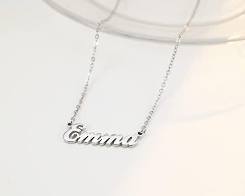 Name Necklace Personalized Engraved Name Pendant for Womens Friends - style: Sarah - Silver