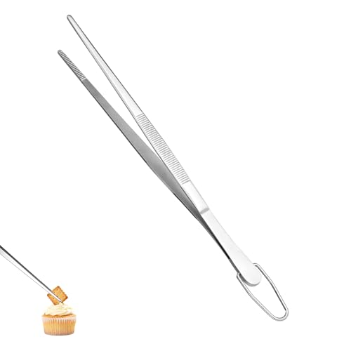 U-Taste 8in Kitchen Plating Tweezer: 18/8 Stainless Steel Food-Grade Metal Food Tong, Seamless-Welding, Sturdy and Flexible with Non-Slip Tips for Serving, Decorating, Cooking, Baking (Pointed Tip) - size: 8in (pointed tip)