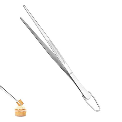 U-Taste 8in Kitchen Plating Tweezer: 18/8 Stainless Steel Food-Grade Metal Food Tong, Seamless-Welding, Sturdy and Flexible with Non-Slip Tips for Serving, Decorating, Cooking, Baking (Pointed Tip) - size: 8in (pointed tip)
