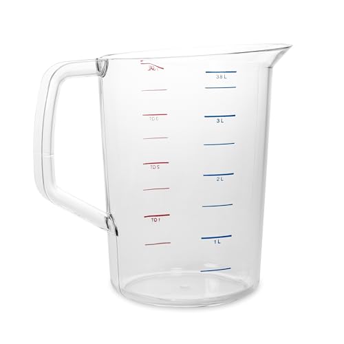 Rubbermaid Commercial Products Bouncer Clear Measuring Cup, 16-Cup/4-Quart, Clear, Strong Food Grade, Easy Read for Liquid/Dry Ingredients, for Home/Professional Kitchen - size: 4 Qt