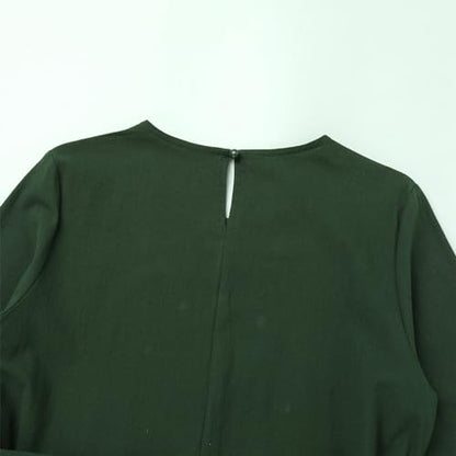 IDOPIP Women's Muslim Abaya Dress 2 Pieces Set Long Sleeve Button Down Shirt and Pants Casual Arabic Islamic Dubai Outfits - color: Green + Belt, size: Large