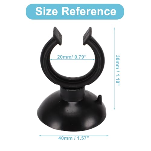 Aquarium Suction Cup, Aquarium Sucker Clip, Suction Cups Airline Tubing Holder, Fish Tank Accessories for Aquarium Fish Tank, Black, 0.79" 20 Pcs 20 Pcs