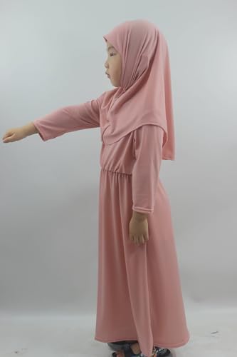 Girls Kids 2 Pcs Muslim Abaya Prayer Dress with Hijab Islamic Headscarf for Girl Robe Ramadan Eid Clothes