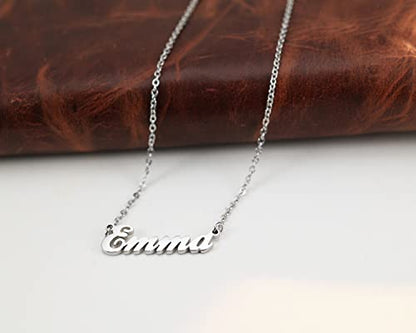 Name Necklace Personalized Engraved Name Pendant for Womens Friends - style: Erica - Silver
