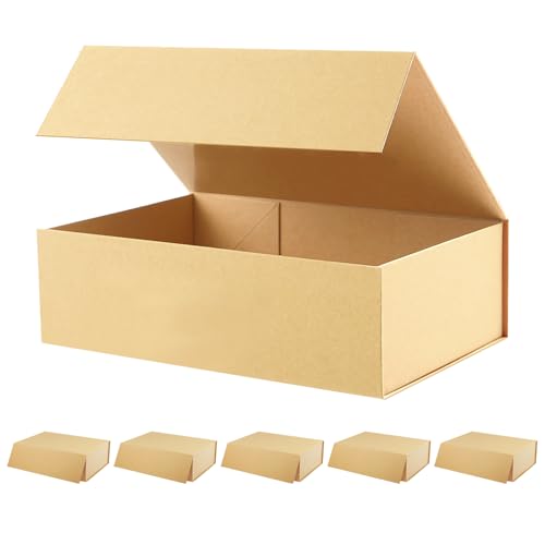 Large Kraft Gift Boxes with Magnetic Lid for Present,6 Pack - color: Kraft, size: 1 Count (pack of 6)