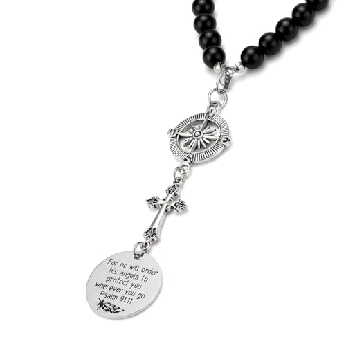 BVB Stainless Steel Guardian Angel Psalm 91:11 Cross Car Mirror Charm