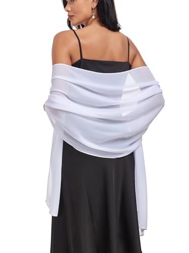 Shawls and Wraps Soft Chiffon Scarve Scarf For Evening Party Dresses Wedding Stole - color: White1