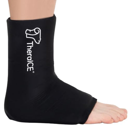 TheraICE Ankle Ice Pack Wrap, Achilles Tendonitis Brace, Plantar Fasciitis | Cold Therapy Compression Sleeve, Sock-Style Slip-On Fit for Women and Men, Eases Sprains, Swelling, Sore Feet and Heel - size: Small/Medium, style: Original