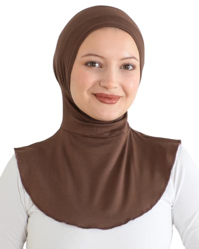 Prien Sport Hijab For Women, Muslim Head Scarf, Flexible Turban Girls, Chic Islamic Wear For Gym, Neck Collar Bonnet Viscose - color: Brown