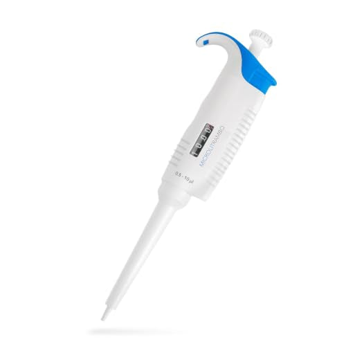 Single-Channel Micropipette, Adjustable Volume (0.5-10µL) | Accurate & Calibrated Lab Pipette, Compatible with Microlit 10µL Tips - New Version - size: 0.5-10ul, style: Single-Channel